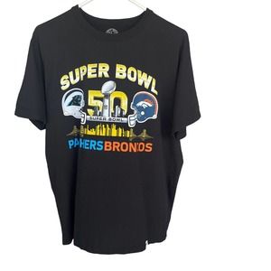 47 Brand Super Bowl Shirt Adult Large Black Panthers vs Broncos Superbowl 50